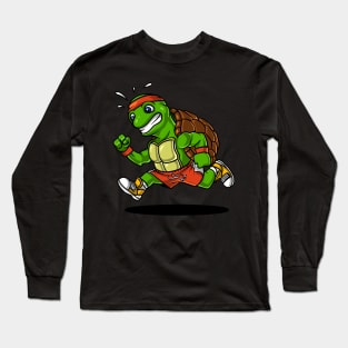 Turtle Running Motivation Tortoise Cardio Workout Long Sleeve T-Shirt